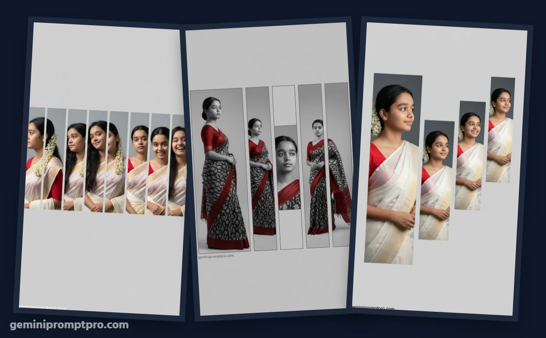 Multi-Pose Saree Slices Poster: Top 6 Gemini Prompt Copy Paste